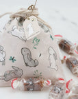 Caramels in a super cute satchel with bunnies!