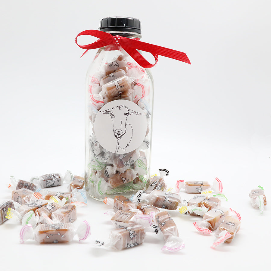 Glass Milk Jug loaded with Caramels