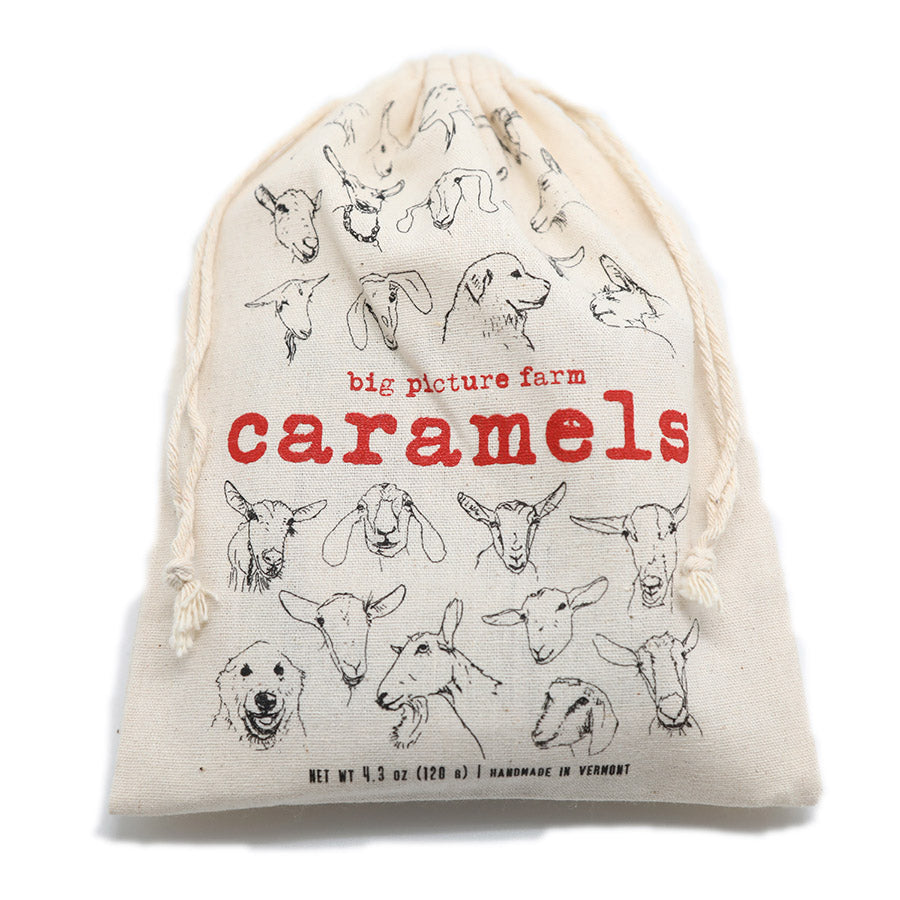 Caramels in a super cute satchel with all the goat faces!