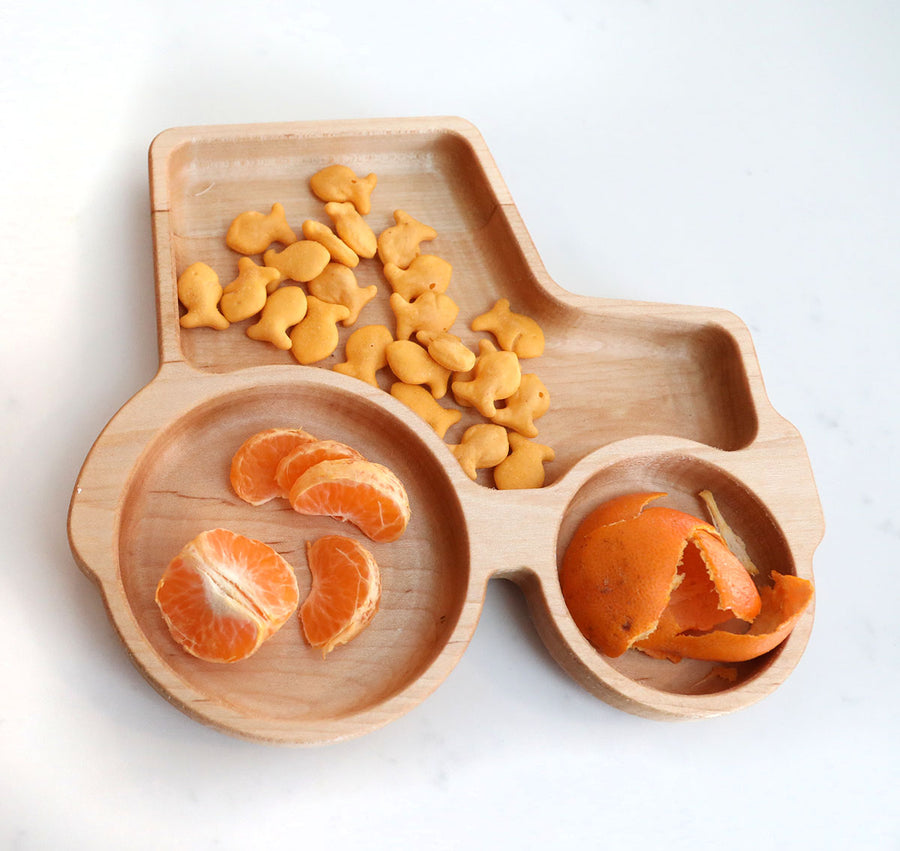 Wooden Tractor Snack Plate